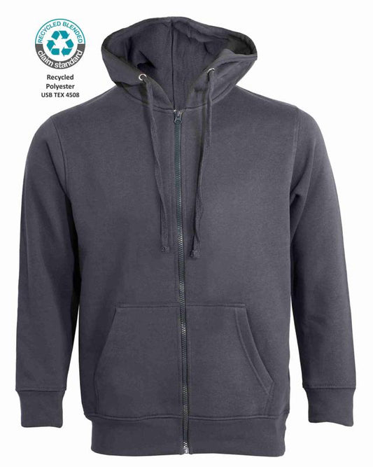 K-PRIME HOODED WITH ZIP 330gsm DARK GREY