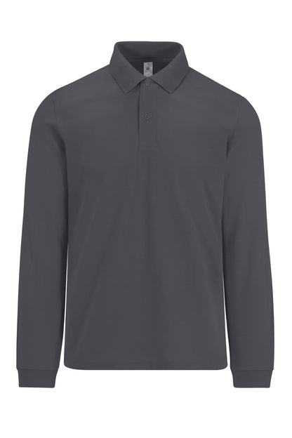 B&C MY POLO 180 Men’s long sleeves DARK GREY