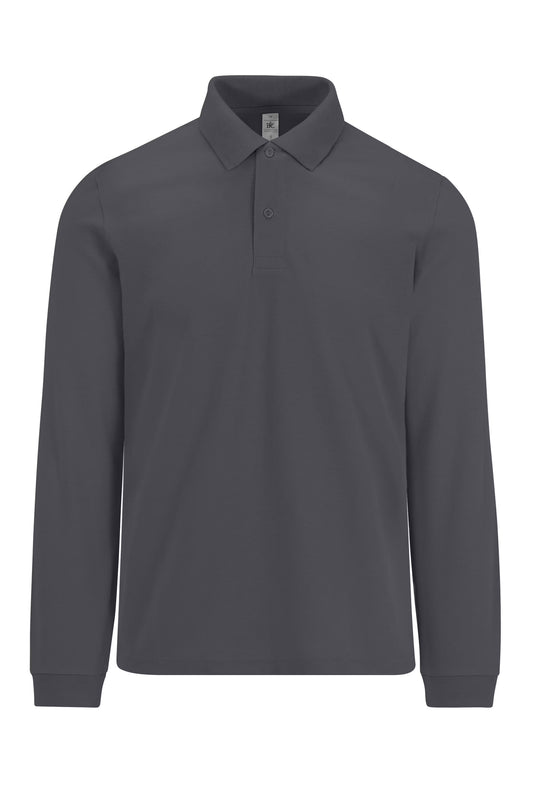 B&C MY POLO 180 Men’s long sleeves DARK GREY
